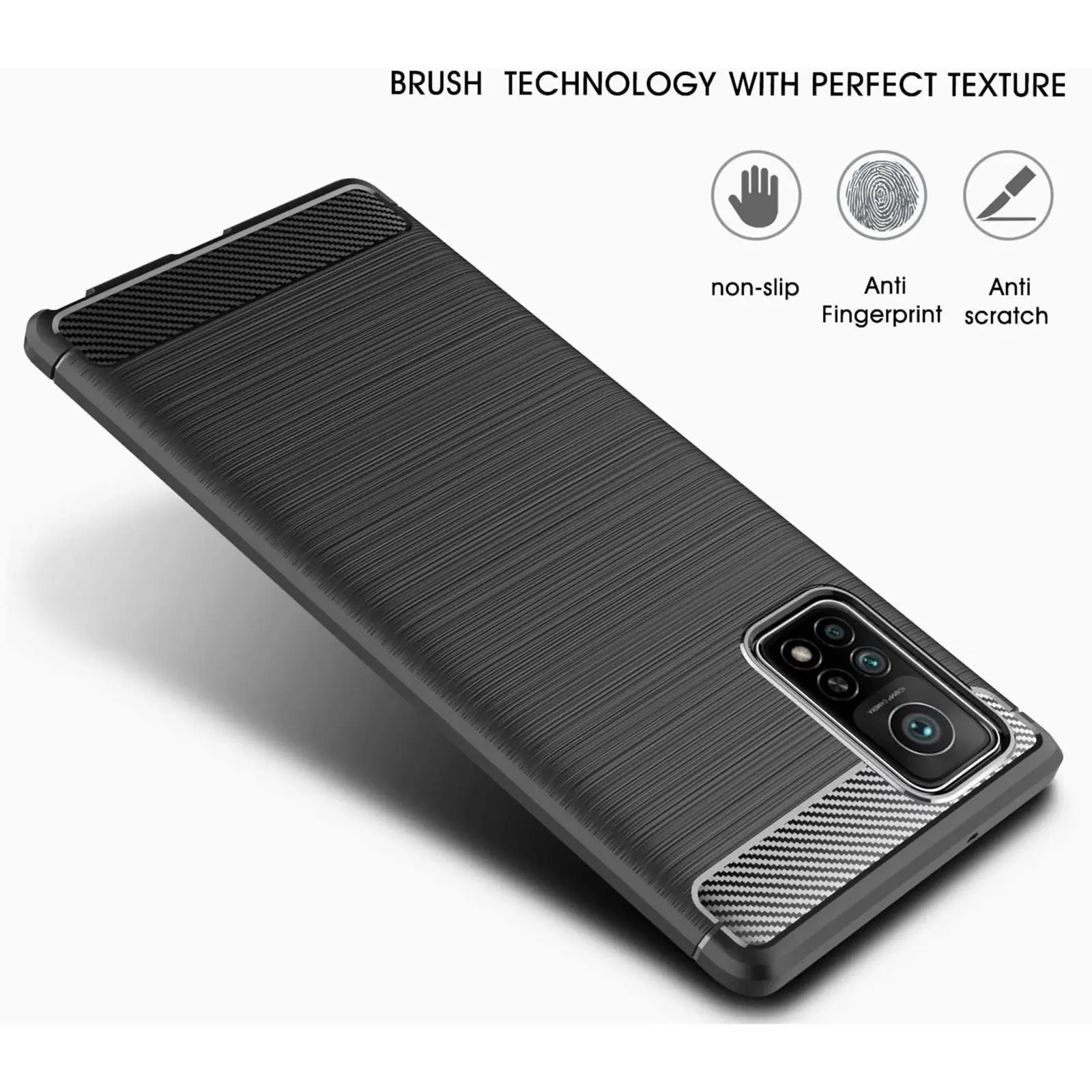 TIPS TODOPHONESTORE case compatible with XIAOMI-MI-10T / MI-10T-PRO silicone gel tpu case texture carbon fiber Black