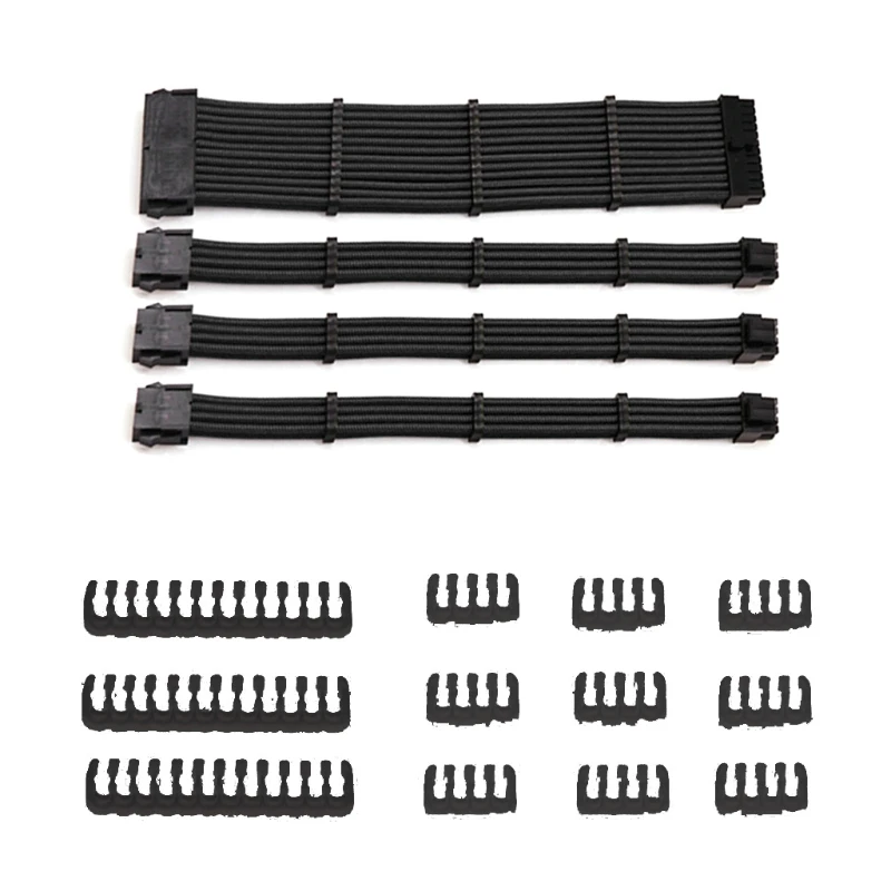 

Sleeved PC PSU Extension Cable Kit 18AWG 24P In Motherboard 8P CPU PCIE Set
