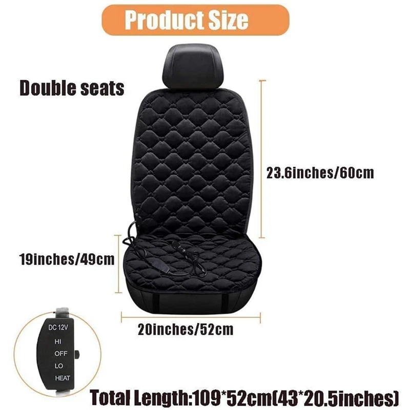 

12V Heated Car Plush Front Seat Cover Cushion Winter Heater Warmer Control Temperature Electric Heating Seat Pad, 1PCS