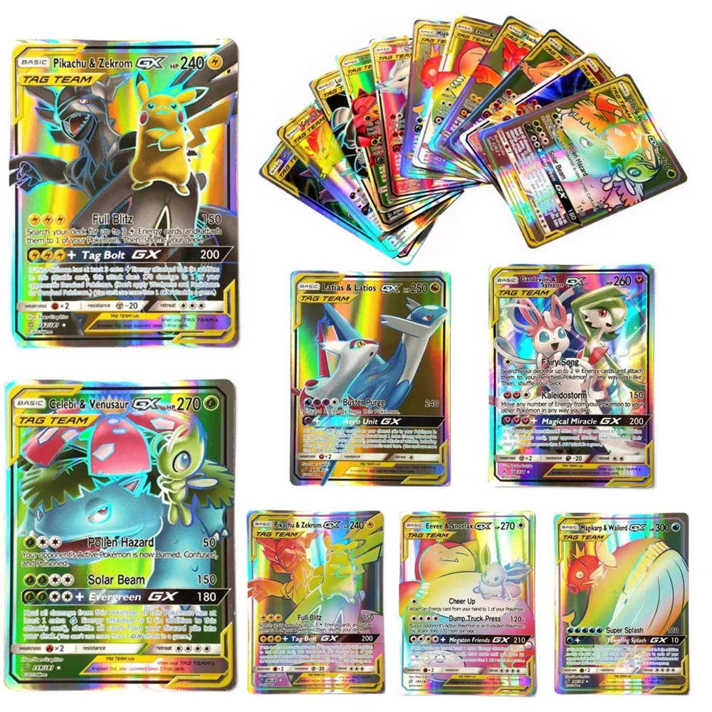 

60PCS/Box Pokemon Cards GX EX MEGA Tag Team VMAX Booster TAKARA TOMY English Game Battle Shining Trading Card Kids Gift Toys