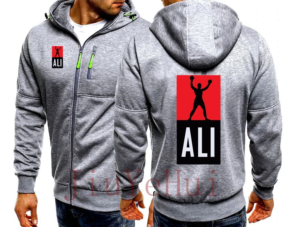 Мужские толстовки Ali на молнии с капюшоном Мухаммеда Али мужской спортивный
