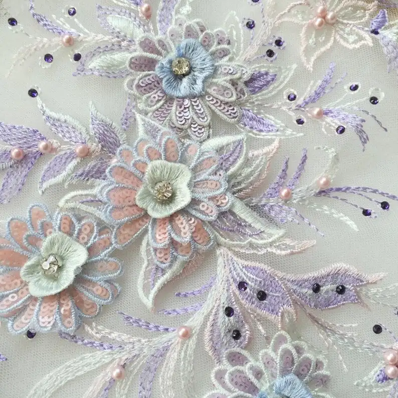

Exquisite 3D Flower Lace Applique - Embroidered Applique With Beaded And Rhinestone - 8 Colors Price:
