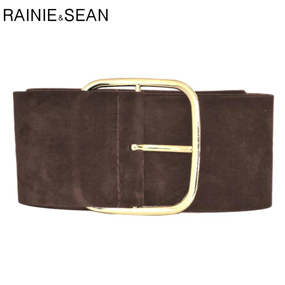 Ремень RAINIE SEAN замшевый Женский широкий пояс для платьев черный армейский зеленый