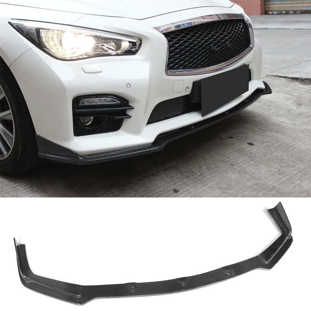Карбоновый автомобильный передний бампер для губ, спойлер для Infiniti Q50 Sport Sedan, 4 двери, только 2013-, Черный FRP PU, передняя губка