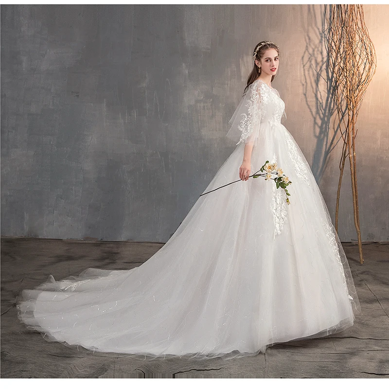 Mrs Win свадебное платье 2021 с длинным шлейфом Свадебное высокой талией для