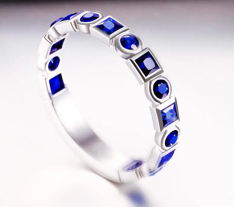 Кольцо женское Seanlov с инкрустацией из фианита голубого цвета | Украшения и