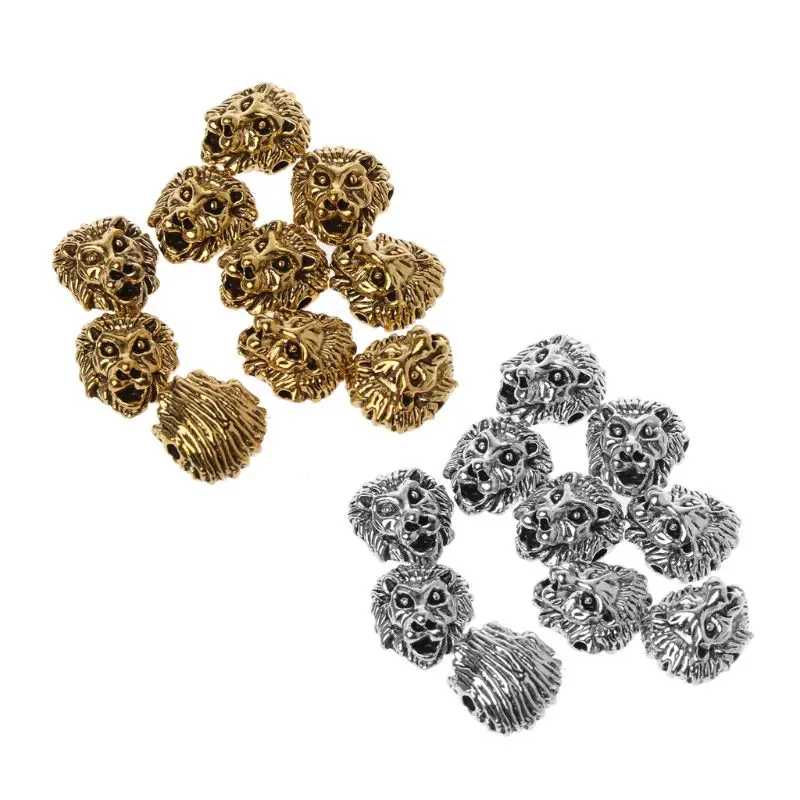 

10Pcs Tibetan Lion Head Metal Spacer Beads for Bracelet DIY Jewelry Findings