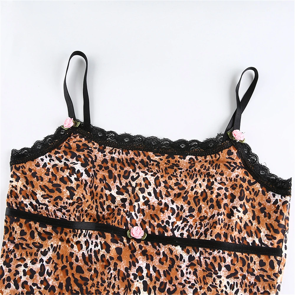 

Leopard Lace y2k Dress Women Fashion Corset Top Summer Mini Dresses Woman Female Spring Sexy Ladies Clothing 2021 For New Year