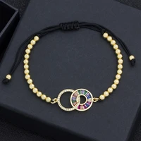 aibef new trendy charm braided bracelet gold color adjustable bracelets for fashion women copper beads cz jewelry ethnic bangles