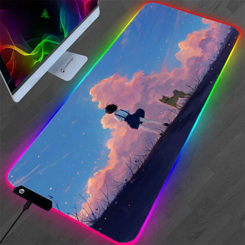 

Sunset Beautiful Anime Scenery Rgb Mouse Pad Notebook Gaming Keyboard Desktop Desk Mat Rubber Led Light One Piece Free Shipping