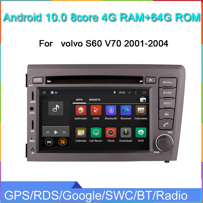 7 дюймов 1024*600 HD android 10 машинный dvd проигрыватель для volvo S60 V70 2001 2004 с gps навигации 8