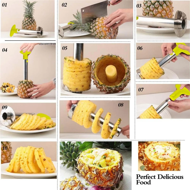 

1Pc Stainless Pineapple Peeler Accessories Kitchen Gadgets Slicers Fruit Knife Cutter Kitchen Accessories Corer Slicer Tools