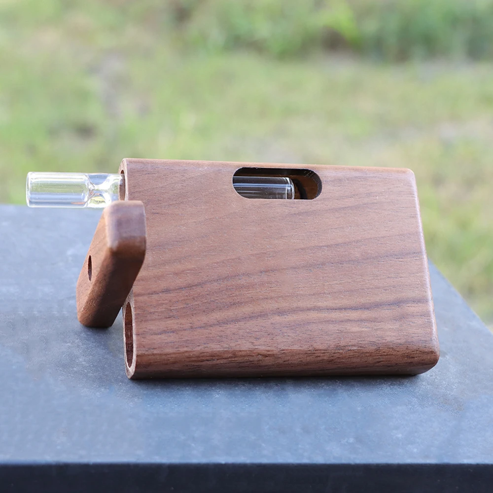 

LEAFMAN Premium Glass One Hitter Pipe Bat Dugout Box With Cover Wooden Tobacco Storage Case Box For Herb Pipes