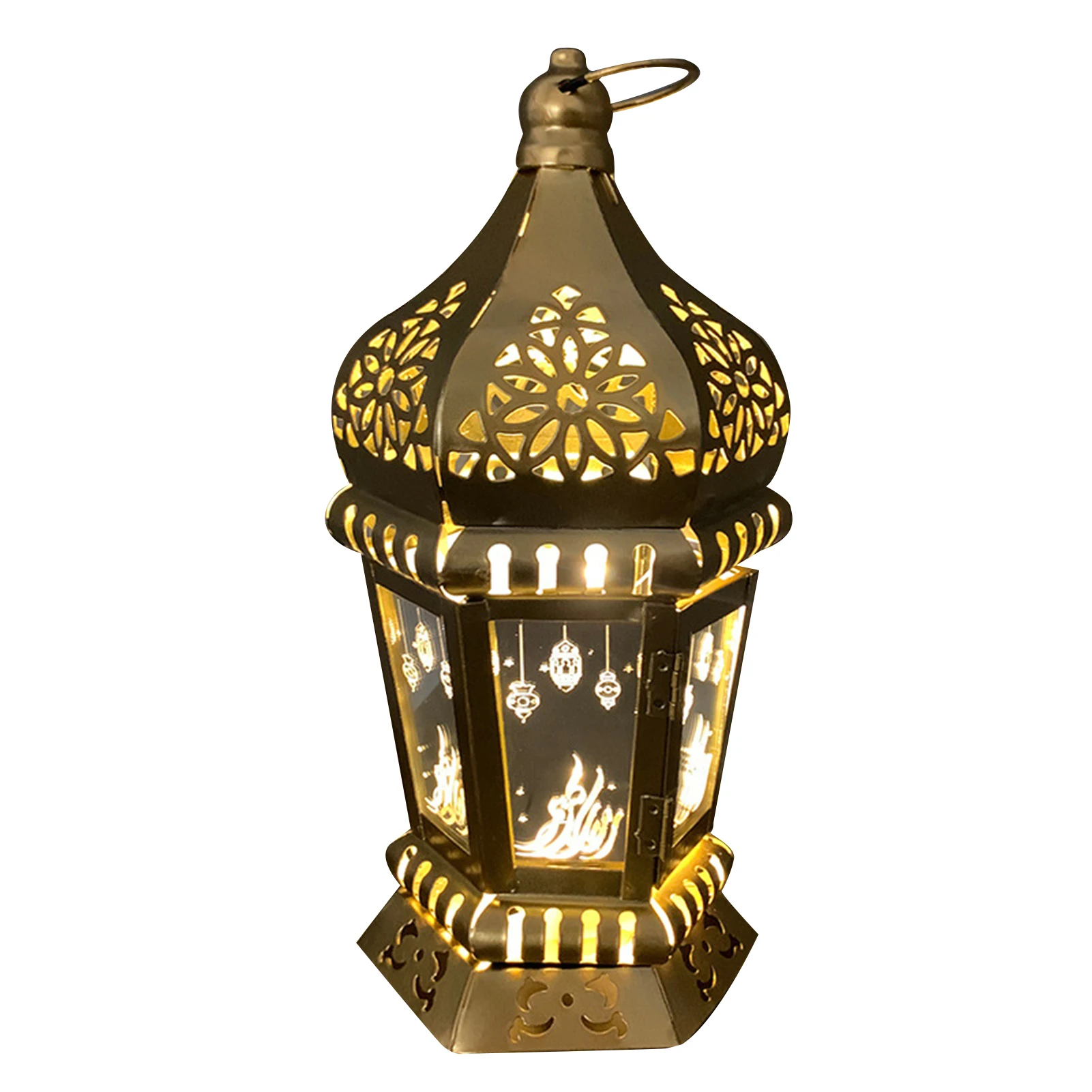 

Ramadan Led Lighthouse Mosque Lantern Eid Mubarak Festival Warm Light Decoration Iron Crafts Desktop decorao