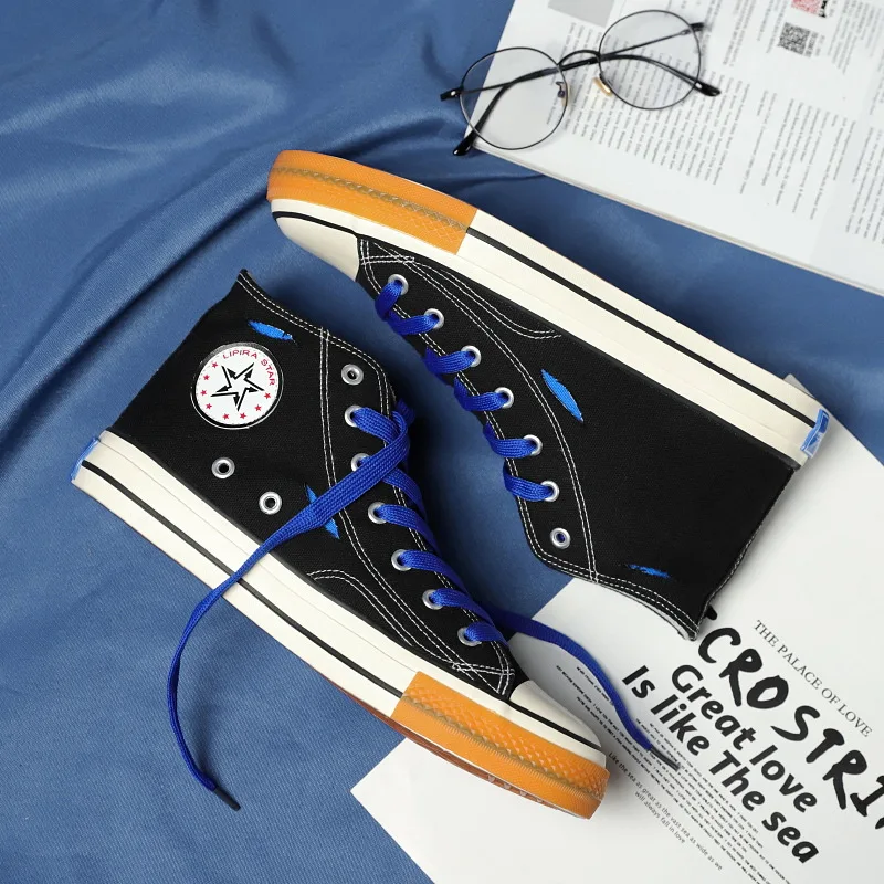 

New Fashion Unisex Casual Flats Shoes Men Lace Up Men Walking Shoes Canvas Shoes High Top Sneakers Men Size 39-44