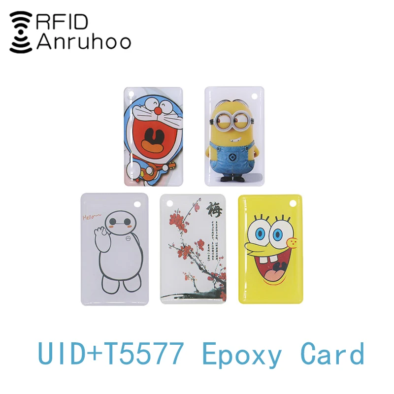 Умная эпоксидная карта UID T5577 с двумя чипами 5 шт. RFID перезаписываемый ключ для