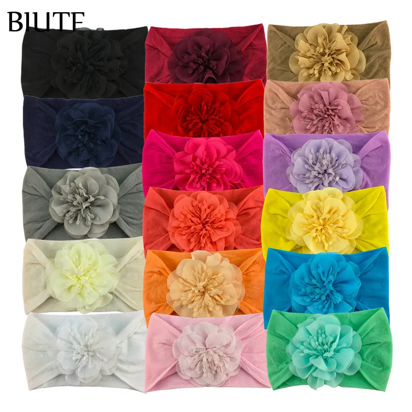 Повязка на голову с цветами из шифона 20 шт./лот|Аксессуары для волос девочек| |