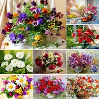 5d diy diamond painting calla peony daisy embroidery full round square drill cross stitch kits flower mosaic pictures home decor