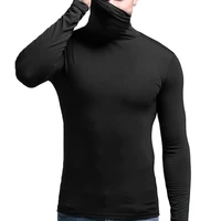 men base shirt autumn winter solid color high collar thermal underwear casual high elasticity long sleeve top for inner wear