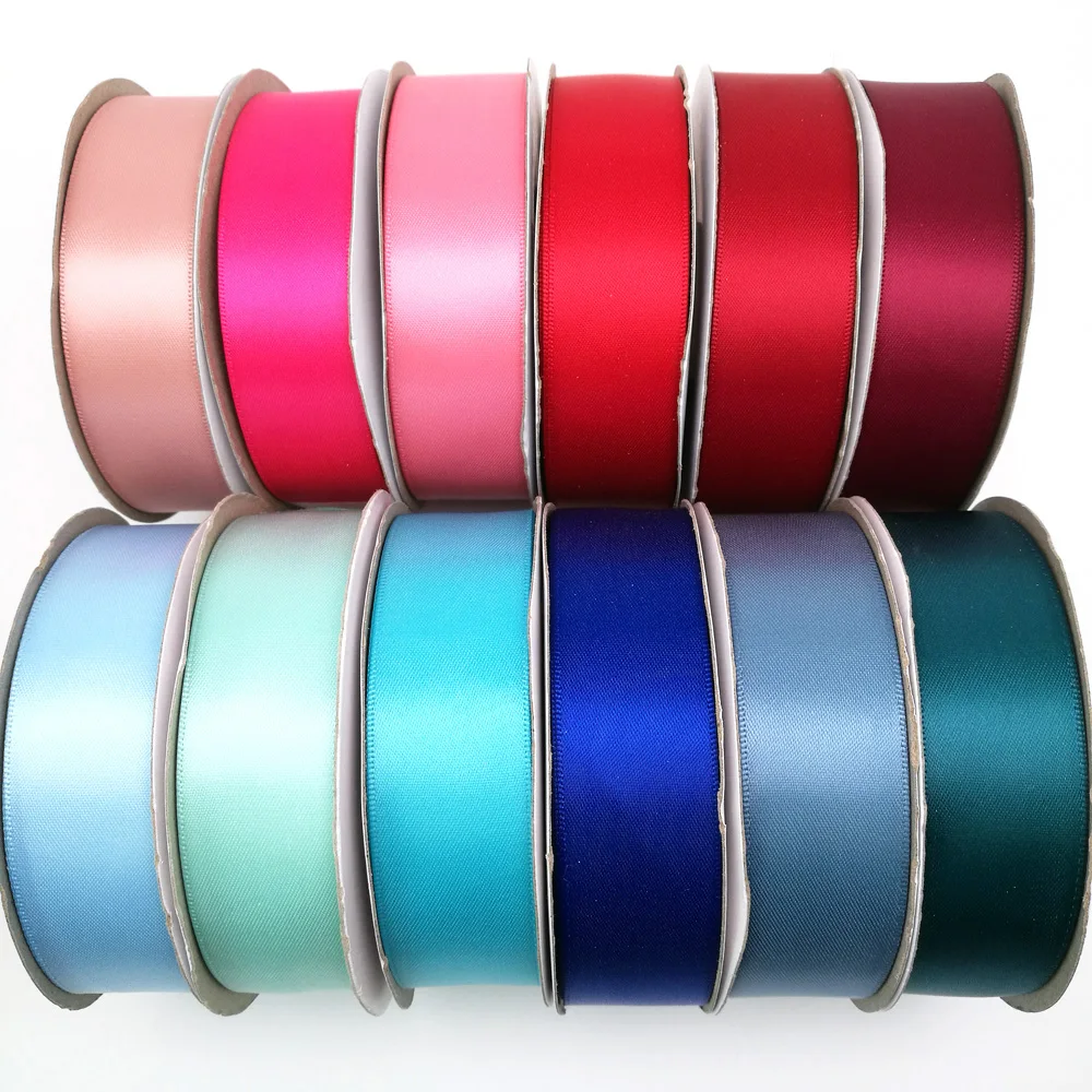 (25 ярдов) 1 дюйм 25 мм атласная лента Высококачественная двухсторонняя из 100%