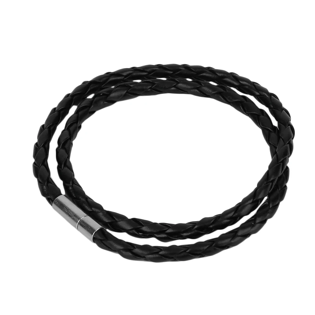 Фото GENBOLI браслеты ручной работы плетеные из ПУ кожи с веревкой черный браслет модные