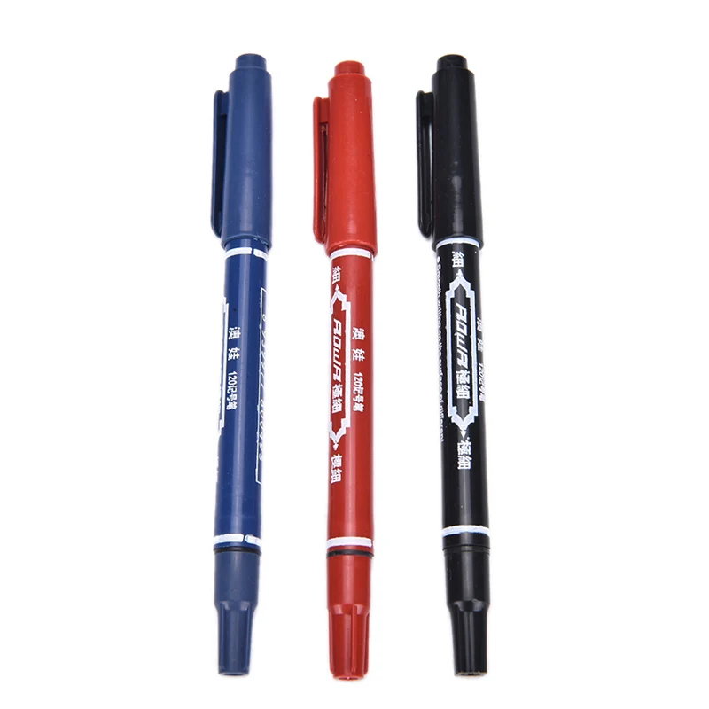 1 Pcs Permanent Marker Pens With Double Tips Oily Marker Pen Twin Tips Doubled Headed Hook Line For CD DVD Media Disc