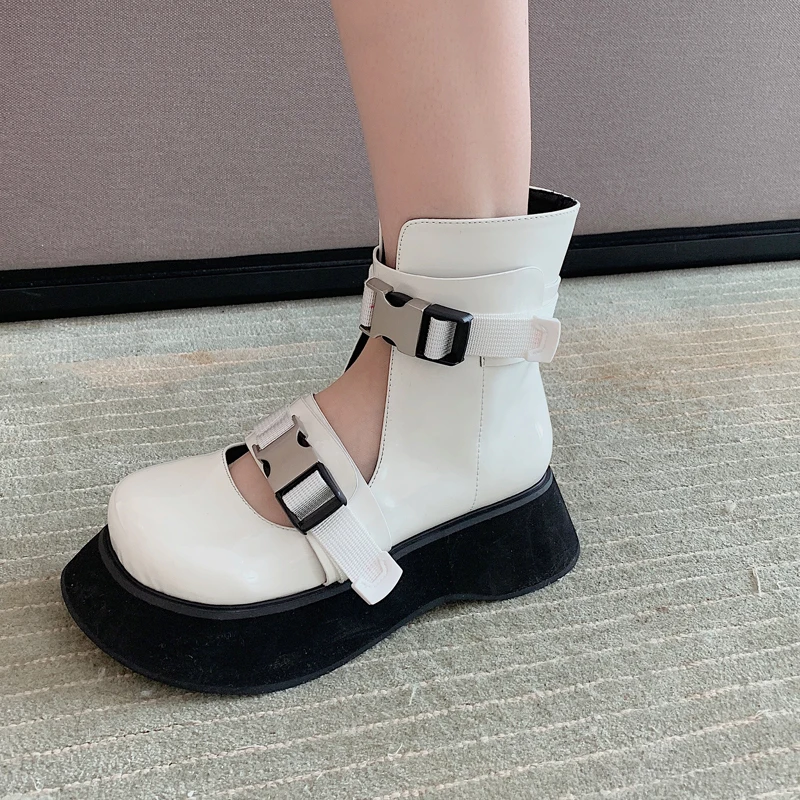 Ботинки женские в стиле ретро на платформе с высокой толстой подошвой ботинки