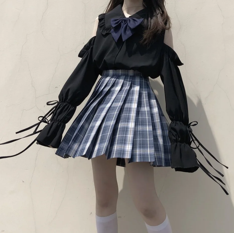 

Autumn Japanese Sweet Long-Sleeved Doll Collar Shirt Soft Girl Lolita With A Strapless Loose Top
