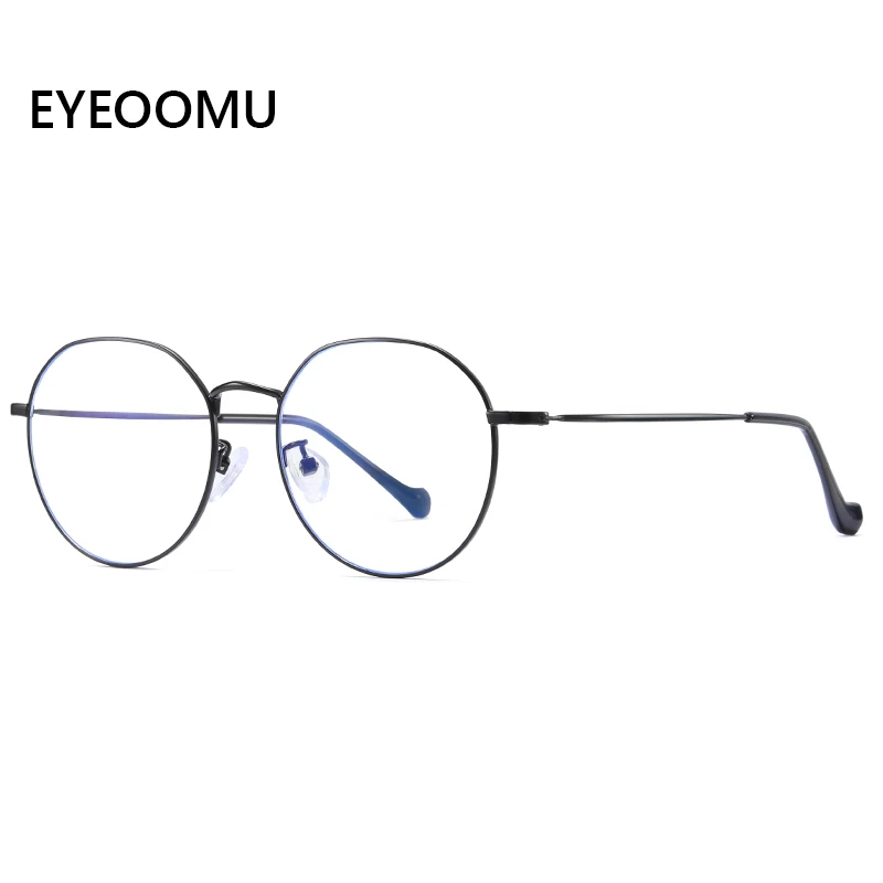 

EYEOOMU Transparent Optical Glasses Women Anti Blue Light Myopia Metal Round Frame Vintage Female High Quality Computer Eyewear