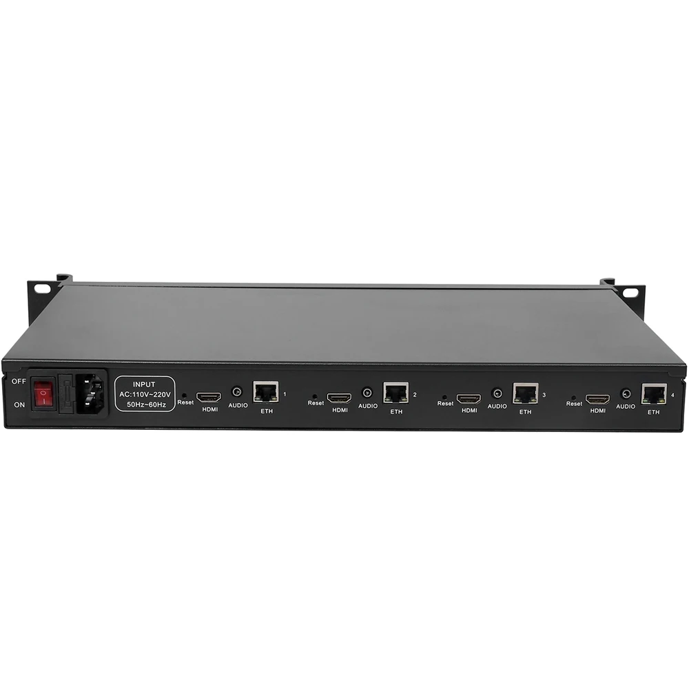 HEVC 1U стойка 4 канала H.265 H.264 HD HDMI to SRT IP потоковое видео IPTV кодировщик с HTTP RTSP RTMP UDP HLS