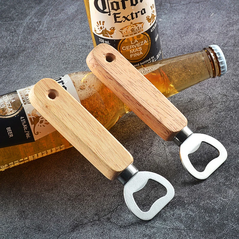1 шт. открывалка для пива из нержавеющей стали с деревянной ручкой | Дом и сад