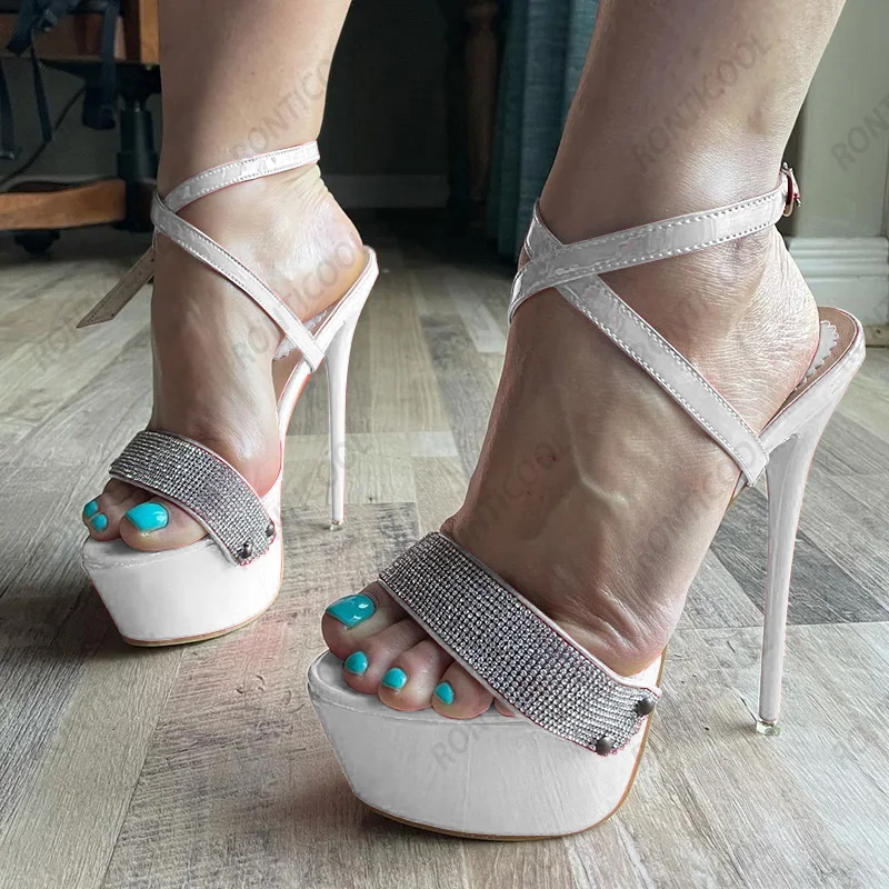 Ronticool/Новые женские блестящие сандалии ручной работы на платформе пикантные