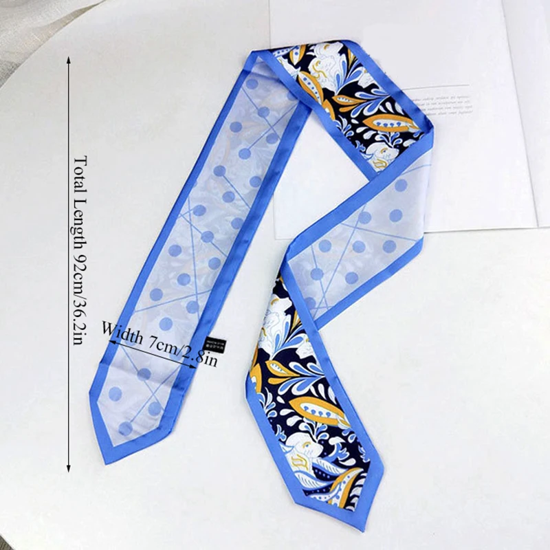 Женский атласный шарф с цветочным принтом 7x92 см|Женские шарфы| |