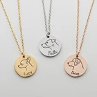 Персонализированное круглое ожерелье Mini-World с подвеской с изображением собаки, из нержавеющей стали с гравировкой имени, очаровательное Подарочное женское украшение