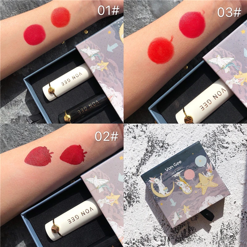 

2PCS/SET Batom Nude Lipstick Matte Velvet Lipstick Red Lip Balm Cosmetic Long-lasting Lip Makeup Lip Gloss With Gift Box