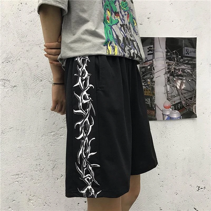 

Shorts Men's Summer Wear Hip-hop Tide Wild Harajuku Simple Printed Straight Loose High Waist Casual Five-point Pants
