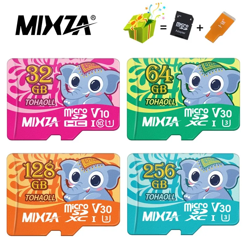 MIXZA слон оригинальный слот для карт памяти 256 ГБ 128 Гб 64 U3 80 МБ/с. 32 sd карта Class10 UHS 1