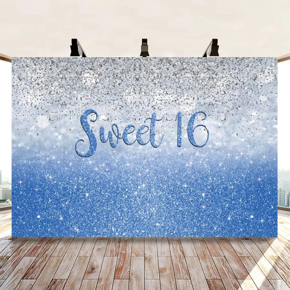 

Милый фон для фотосъемки на день рождения 16 дюймов Серебряный и фиолетовый фон на день рождения шестнадцать баннеров фоны для фотостудии