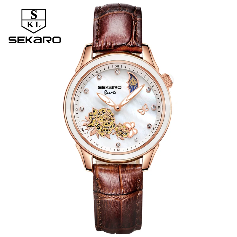 Женские керамические кварцевые часы с бабочкой и сапфировым стеклом|Женские