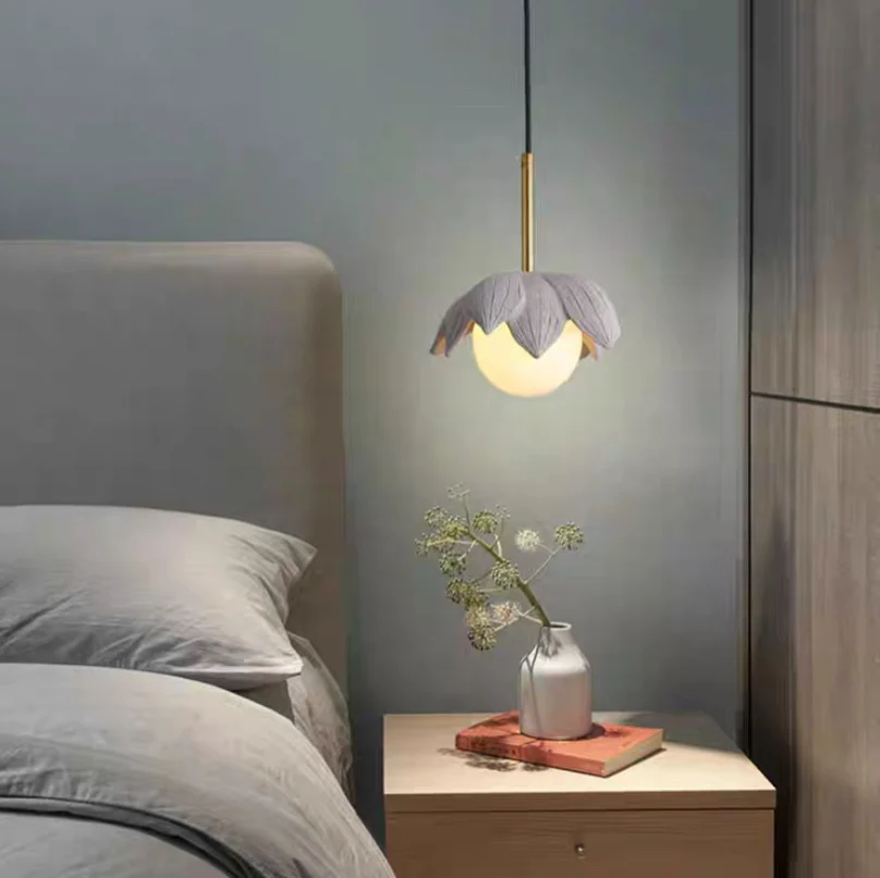 

Bedroom Bedside Small Sunset ProjectChandelier Macaron Net Red Restaurant Background Wall Glass Single Head Lamp Designer Nordic