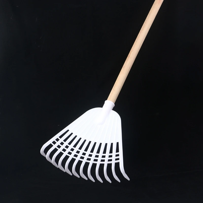 

12Tooth Leaf Rake White Agricultural Rake No Handle Grass Rake Lightweight Flower Planting Soil Rake Plastic Garden Tool 69HF
