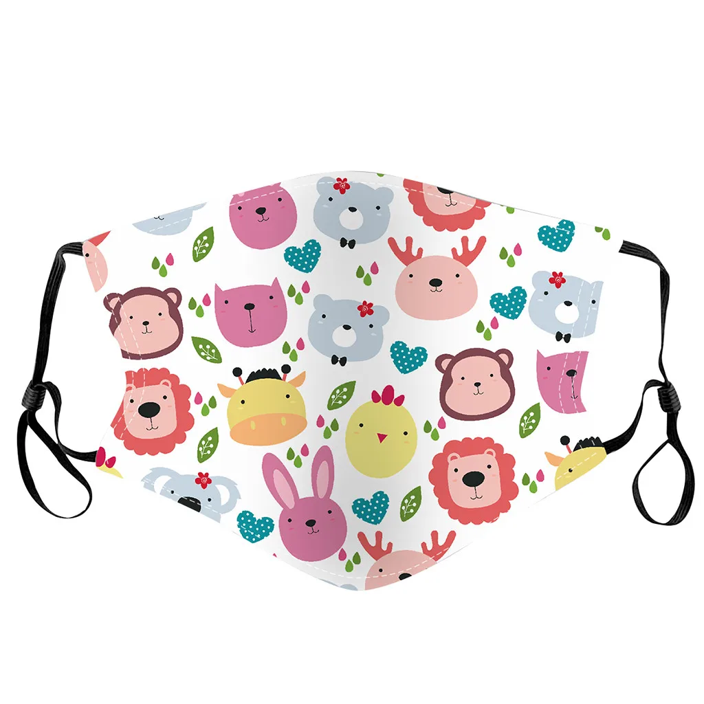 

5PC Kids Children Outdoor Cotton Print Dust-proof Smog Mask Thicken Mouth Mask Mouth Cover Washable Outdoor Reusable Mouth Mask