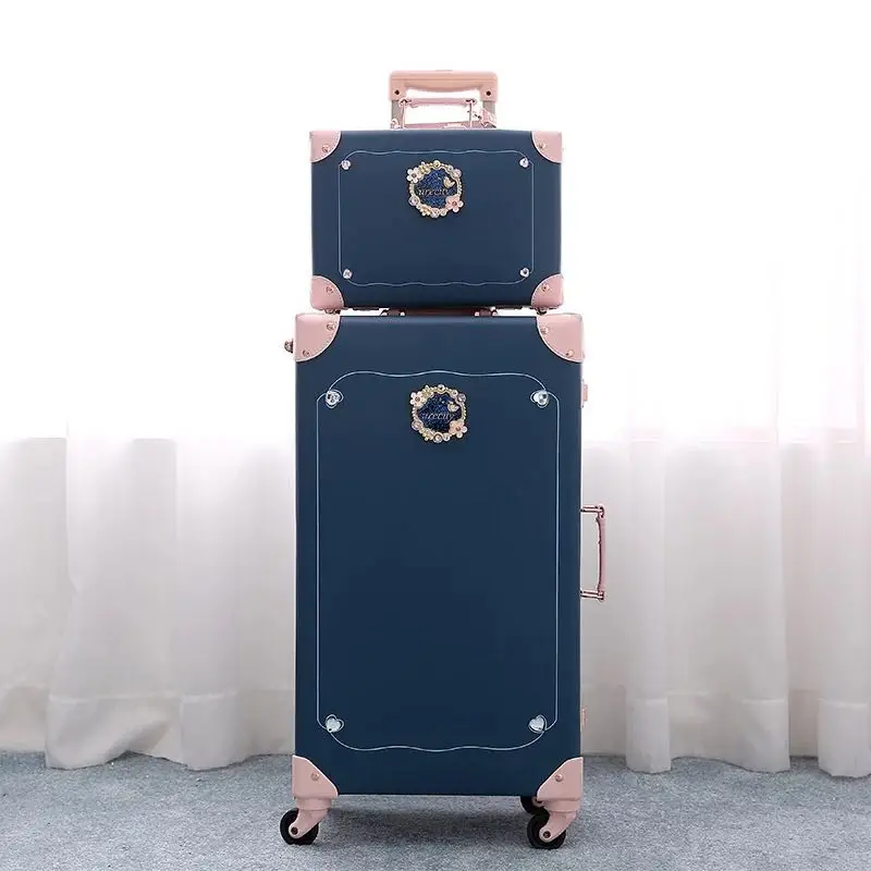 Women Fashion PU leather suitcase set vintage travel bag boarding box luxury trolley luggage girls high quality suitcase