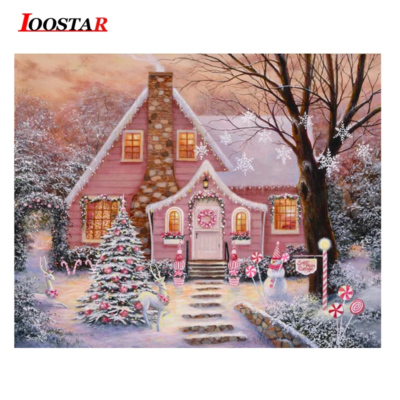 Алмазная 5D Вышивка розовый дом картина с полными квадратными/круглыми стразами