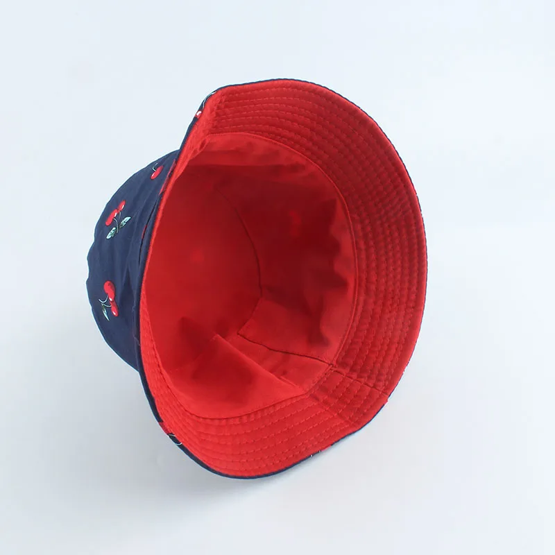 

2020 Panama Fruit Cherry Print Bucket Hat For Men Women Fisherman Hat Two Side Reversible Bob Hat Summer Sun Hat