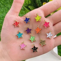 10pcs cute gold color enamel star charms metal colorful mini star pendant for diy jewelry making accessories