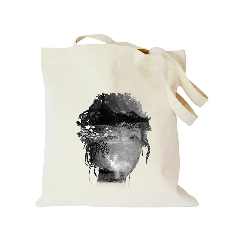 Модный крутой женский хлопковый с принтом брезентовый мешок эко