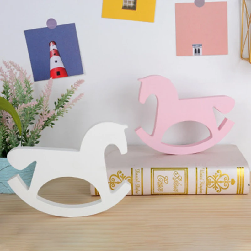 1 шт. фигурки миниатюрные Белые Розовые Деревянные лошадки качалки свадебное
