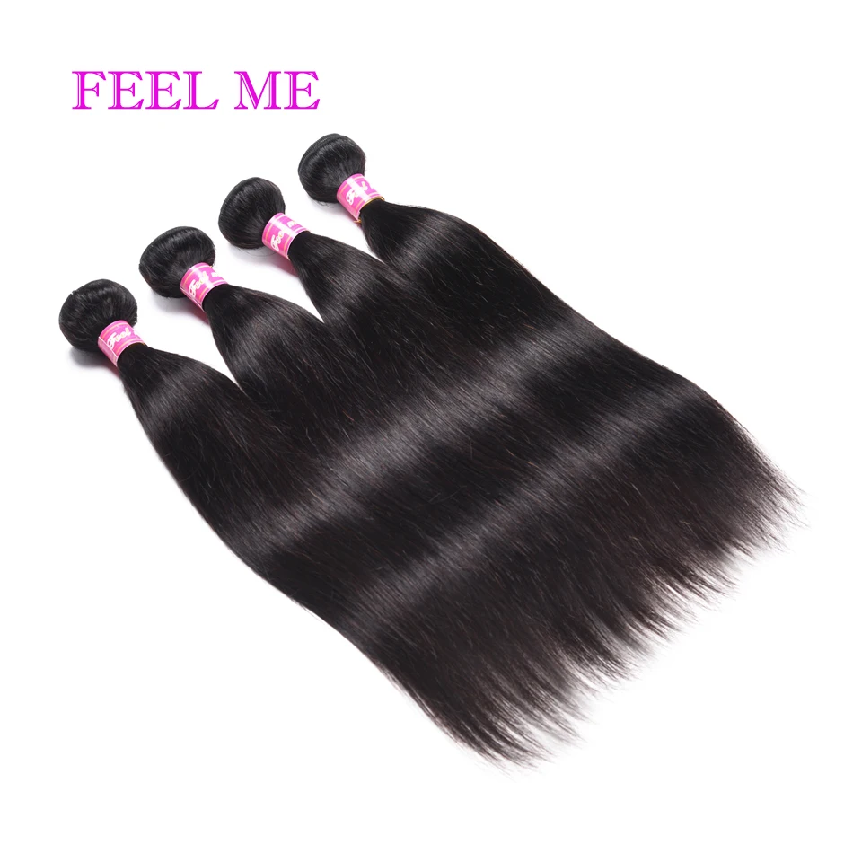 FEELME Straight Hair Bundles Malaysian Human Weave Remy Weaves Sew In Extension 3/4 Deal | Шиньоны и парики