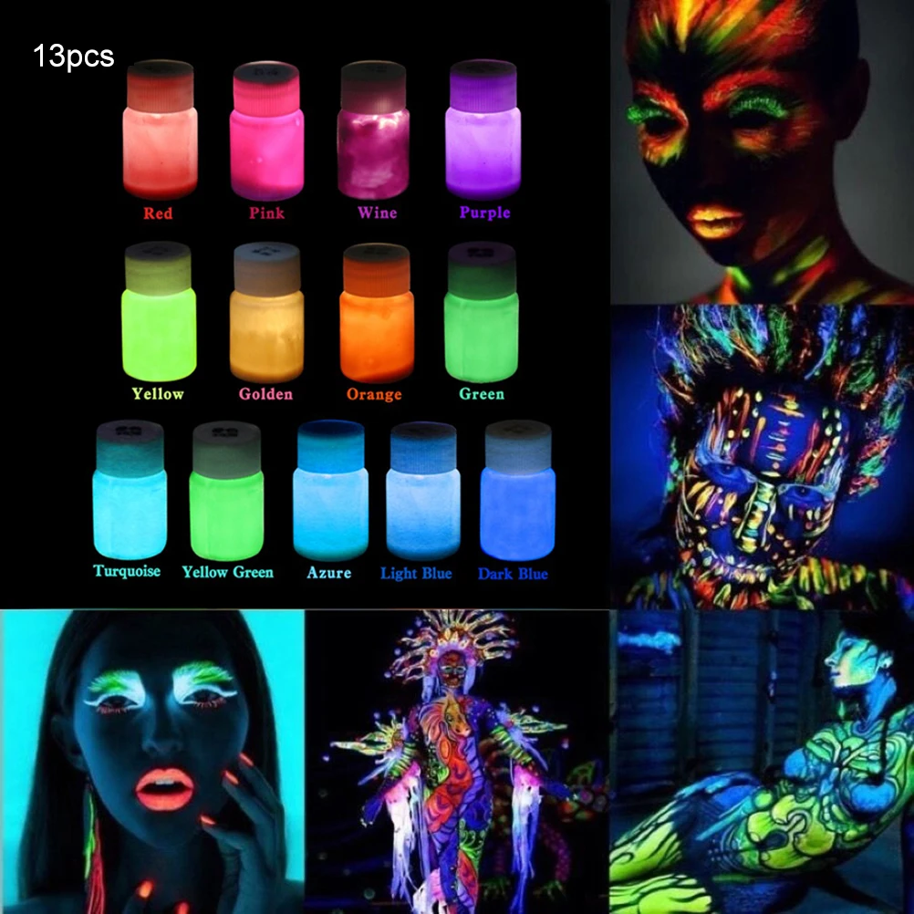

Glow in The Dark Paint Set Self-Luminous Phosphorescent Glowing Paints for Wall Body Painting